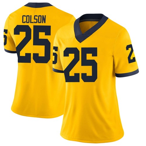 Junior Colson Michigan Wolverines Women's NCAA #25 Maize Limited Brand Jordan College Stitched Football Jersey VCK7754FT